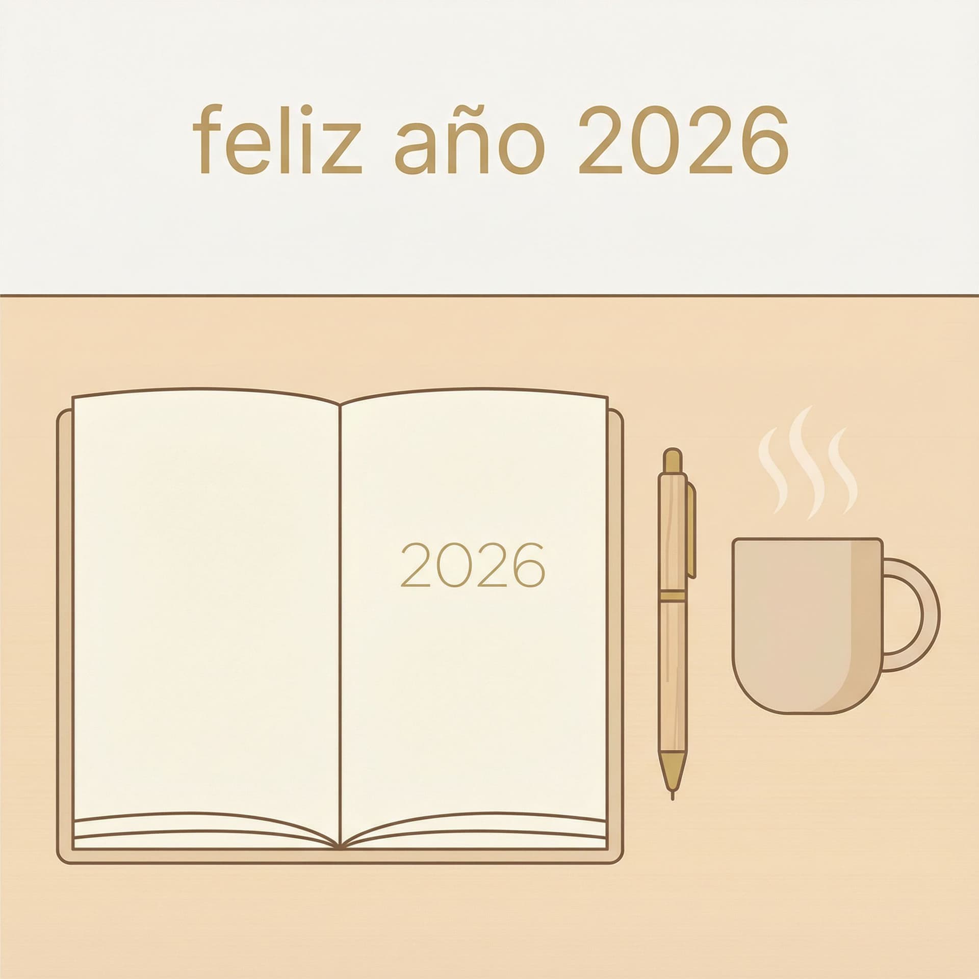 AI generated: A minimalist 2D flat vector illustration for a professional New Year greeting card. The style is cle...