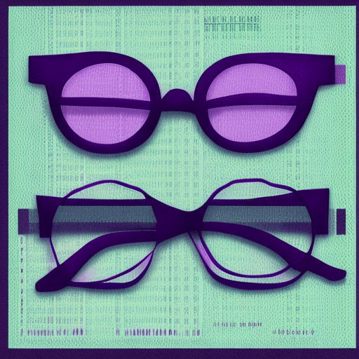 AI generated: A woman's glasses financial graphs in the dark. Illustration using refined dark purple, blue and a l...