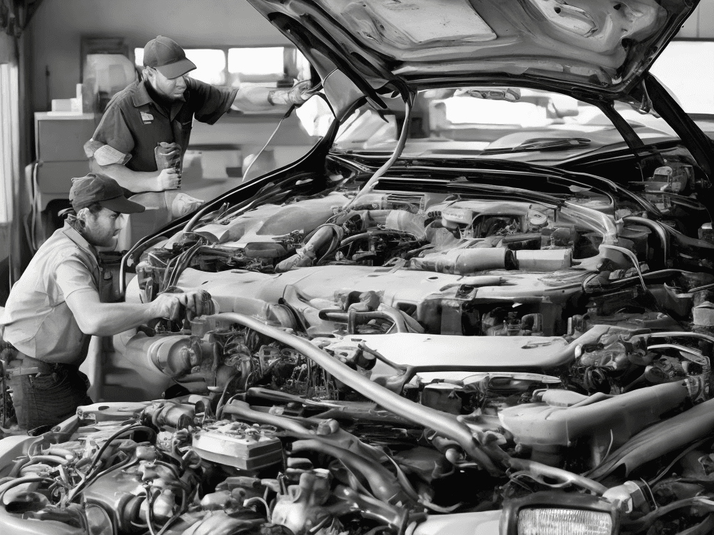 AI generated: web design about automotive services and repairs --no laptop shading realism photo