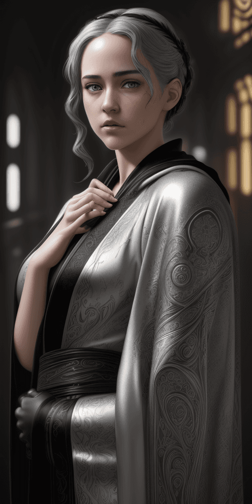 AI generated: hyper realism, beautiful, photo realistic, detailed, art nouveau, girl like Alex Garland, wearing a ...