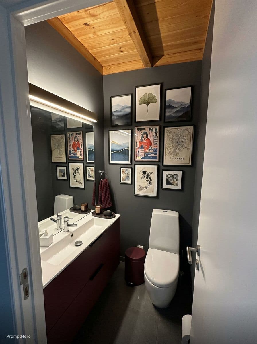 AI generated: Whilst keeping all the dimensions the same, re-design this bathroom to be a super cool modern place ...