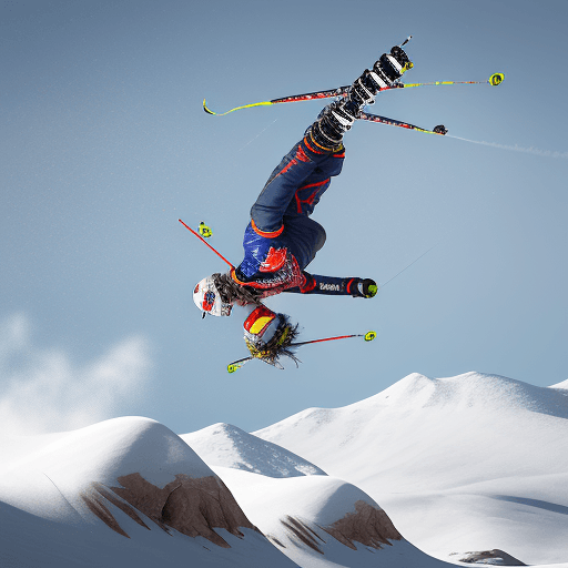 AI generated: dynamic shooting, in apls, freestyle skier, amazing landscape, Canon EOS-1D X Mark III with Canon EF...