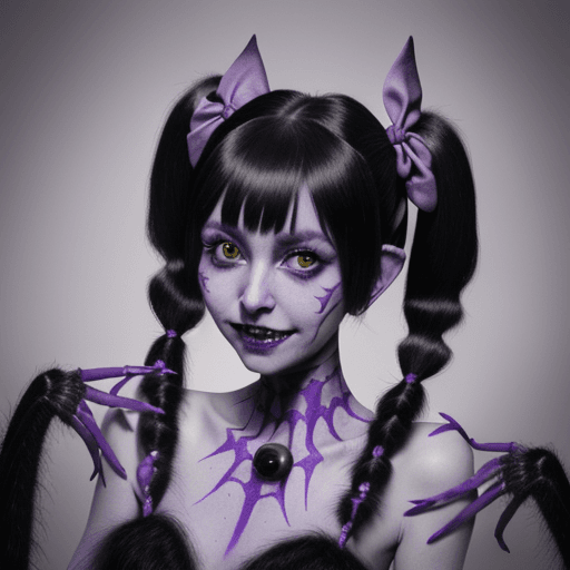 AI generated: a beautiful and detailed portrait of muffet, monster girl,((purple body:1.3)),humanoid, arachnid, an...