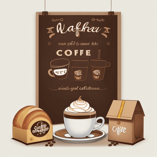 AI generated: a poster ,have a"wish coffee"for name on top, in middle Latte and bread for decorate  ,more cute and...
