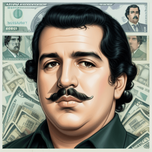 AI generated: pablo escobar, money, cocaine, art