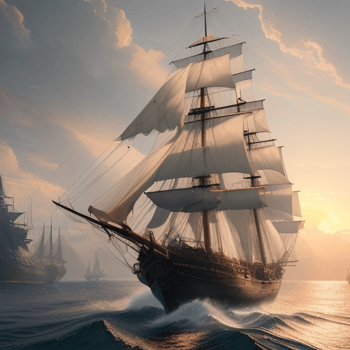 AI generated: Photo of a ultra realistic sailing ship, dramatic light, pale sunrise, cinematic lighting, battered,...