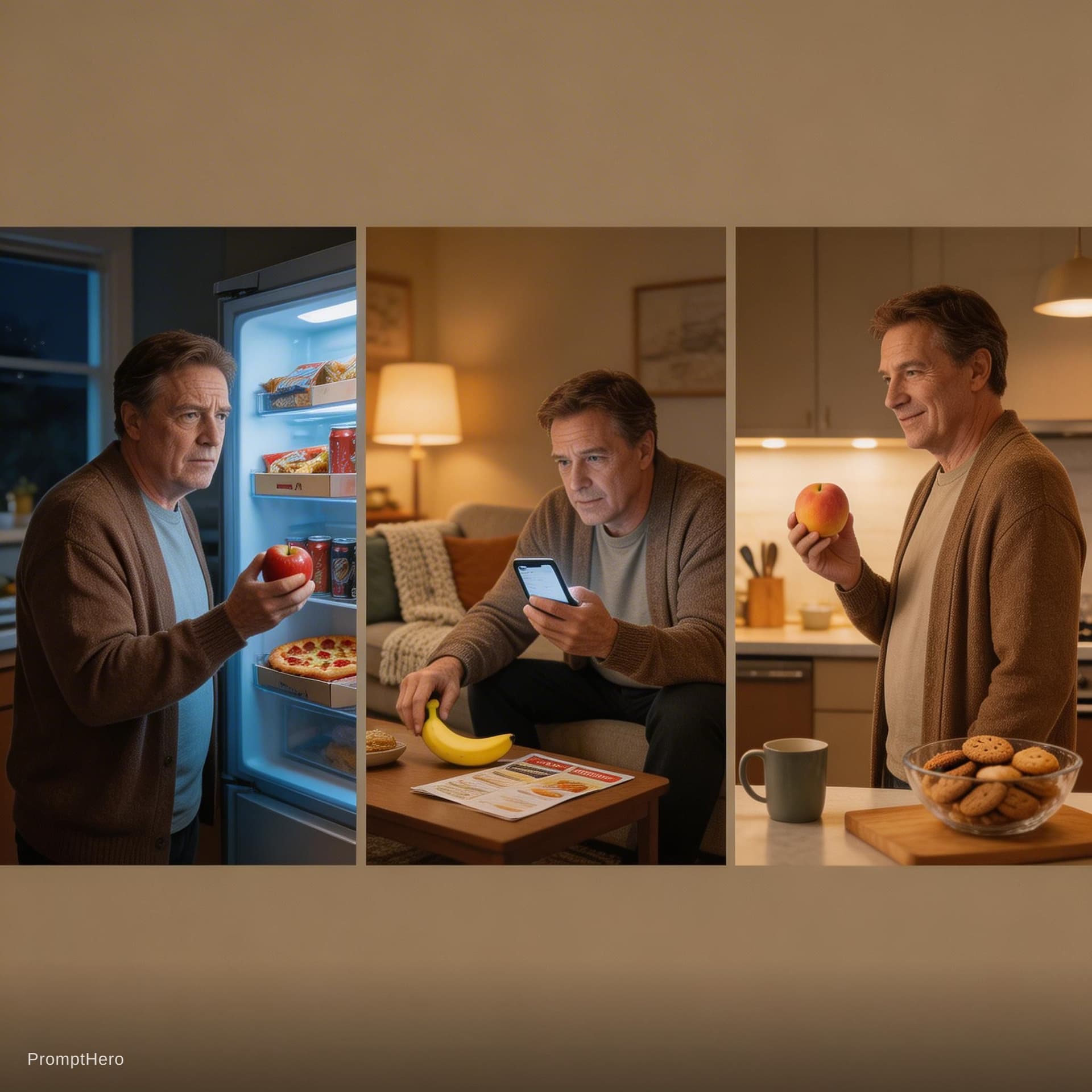 AI generated: Ultra-realistic cinematic composite photograph showing a slightly overweight 55-year-old man positio...