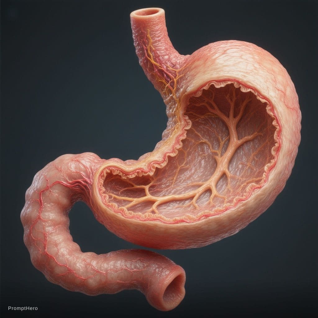 AI generated: A highly realistic 3D medical render of the human stomach, anatomically accurate and scientifically ...