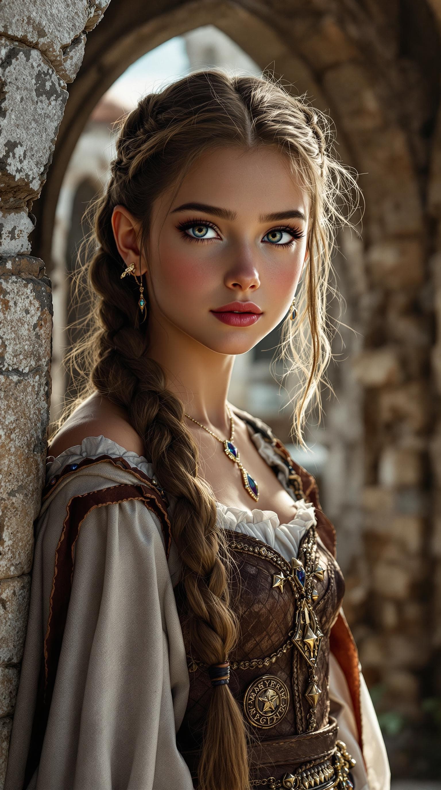 AI generated: A stunning professional photograph of the most beautiful girl in the world, a fifth-grader, depicted...