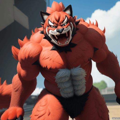 AI generated: Incineroar, hairy, 4k, hyper realistic, furry 