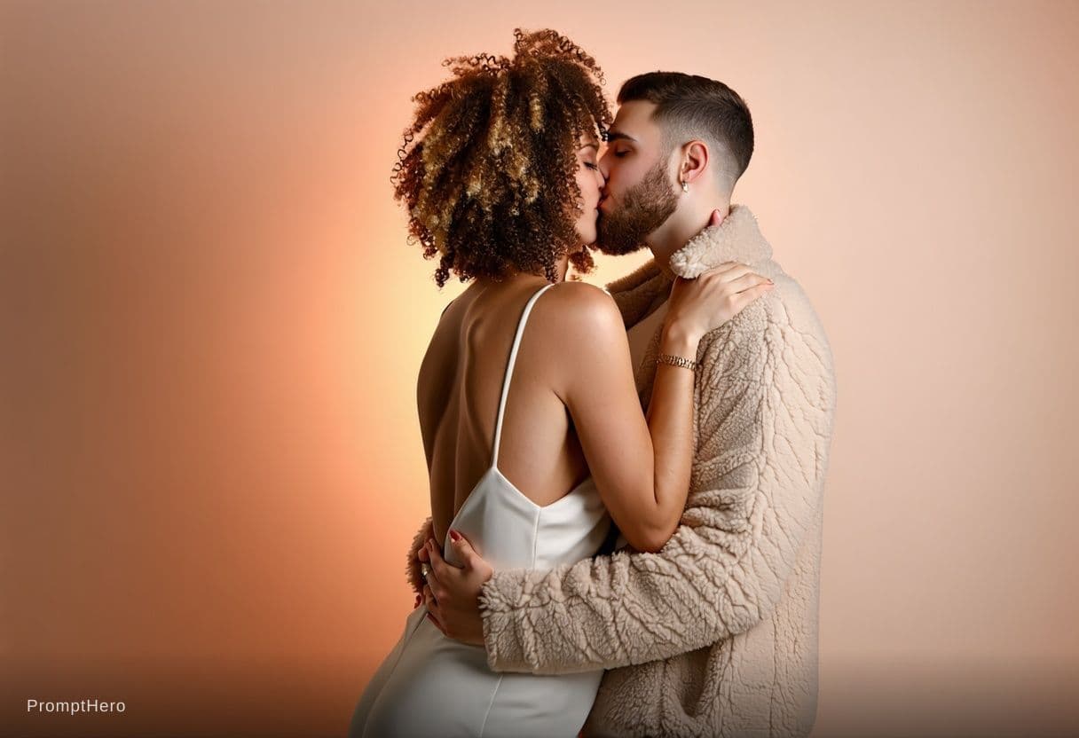 AI generated: Sexy hot full feeling hot 100% face match Kissing hot of romantic couple