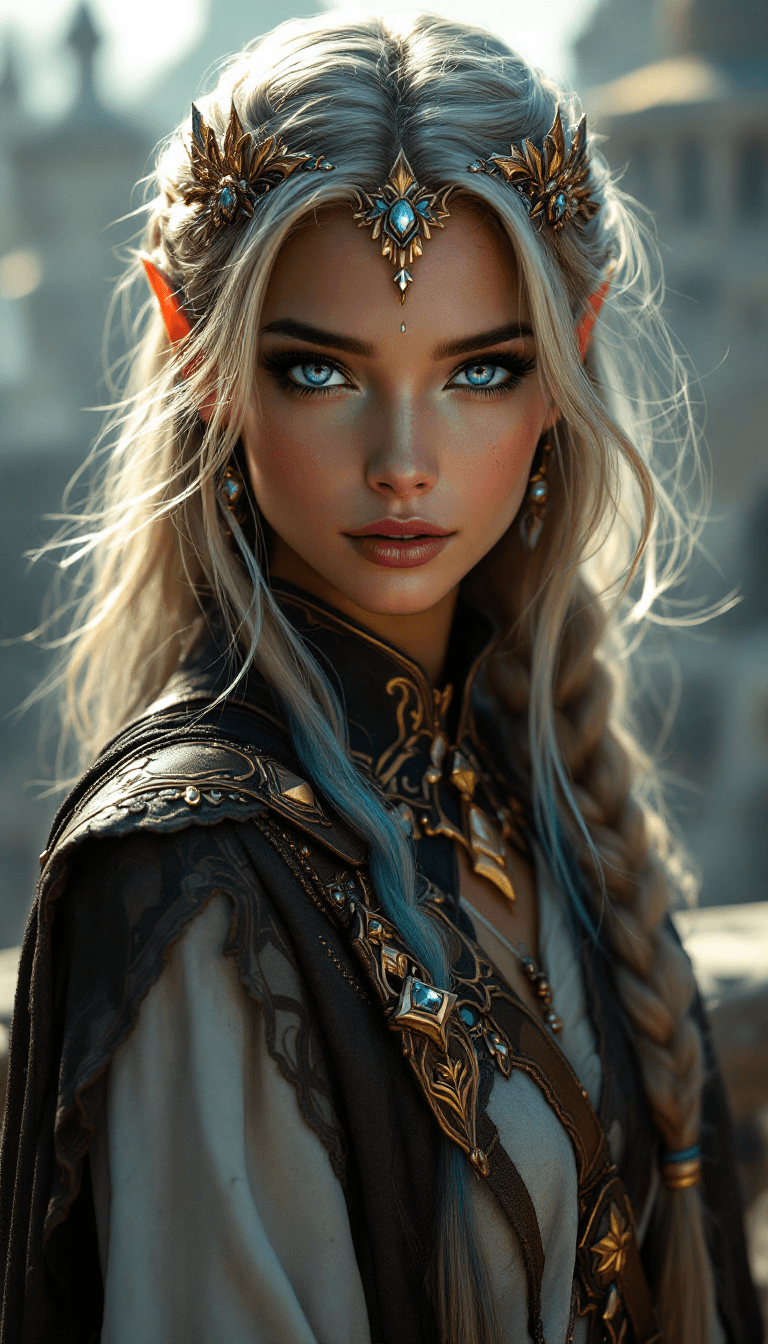 AI generated: A professional photo of an exceptionally of the most beautiful blood elf princess girl in the world,...