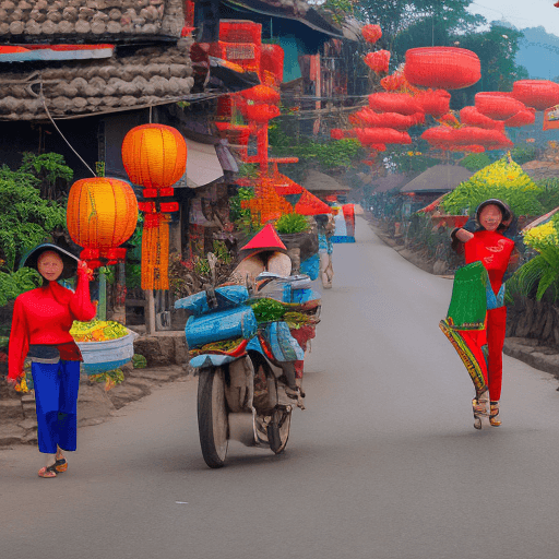 AI generated: landscapes of Southwest Vietnam during the Lunar New Year
