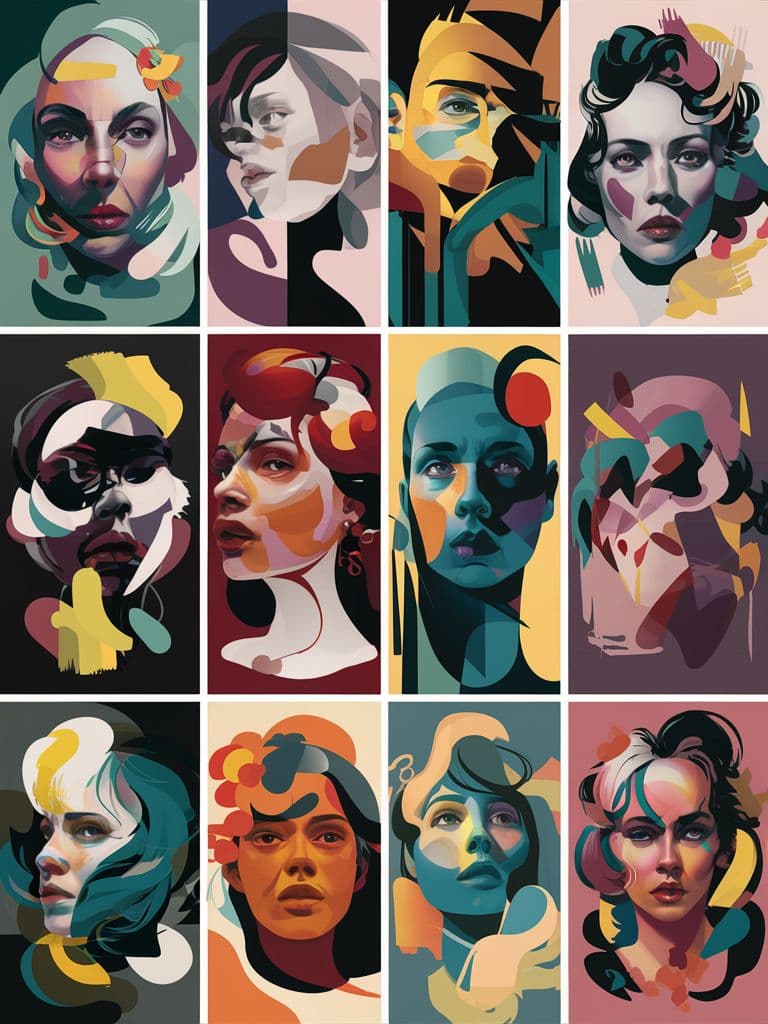 AI generated: A captivating collection of abstract paintings that delve into the connection between color, shape, ...
