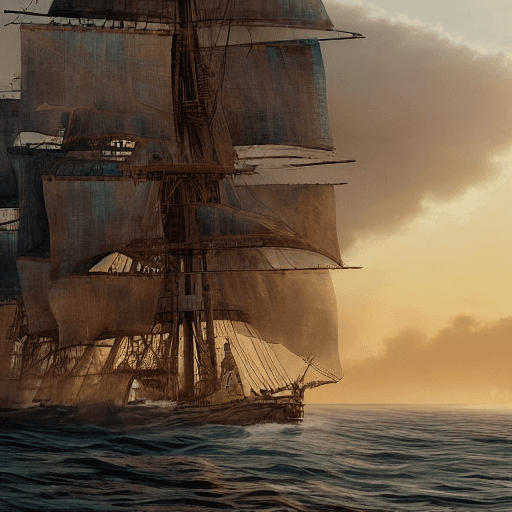 AI generated: Photo of a ultra realistic sailing ship, dramatic light, pale sunrise, cinematic lighting, battered,...