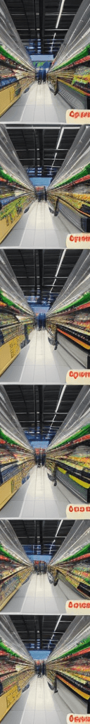 AI generated: create a shopping mall, where robots shop for groceries.