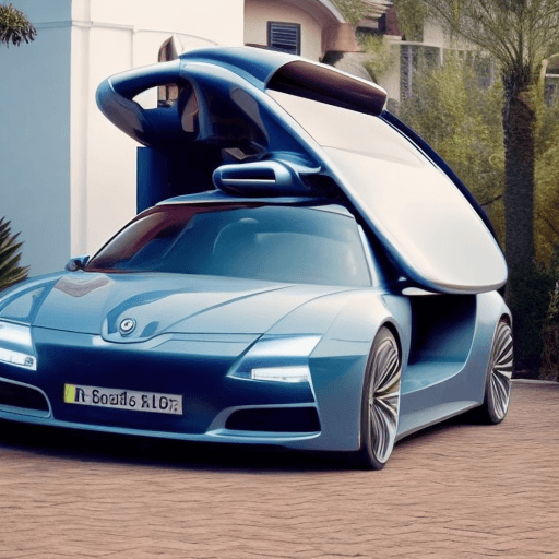 AI generated: special flying car service that picks you up at the door of your house