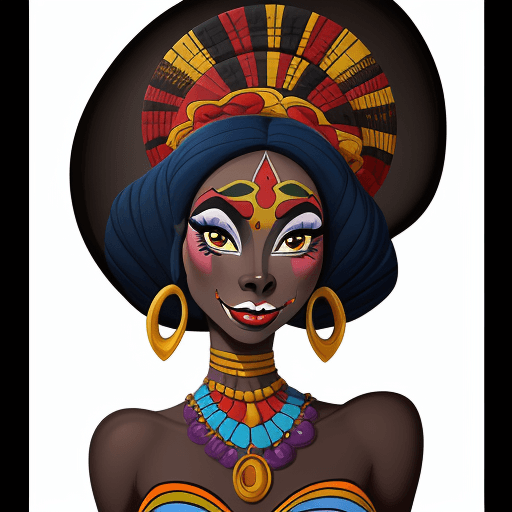 AI generated: a painting of a beautiful  African girl with make up of Catrina, in the style of disney animation,  ...