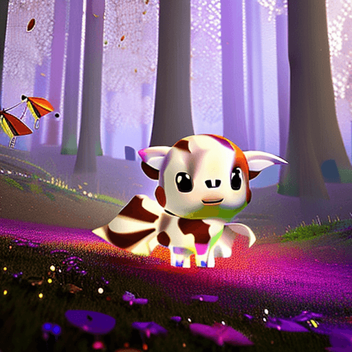 AI generated: white with purple cow, Masterpiece, (((cute pokemon))), solo, kawaii, adventurer, hero standing in m...