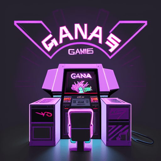 AI generated: Create a flat vector, illustrative-style wordmark logo design for a video game company named "GANA G...