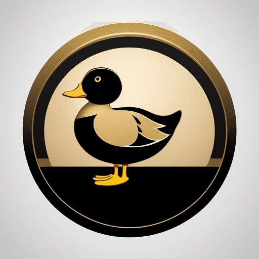 AI generated:  Realistic round shield shape logo((( a beautyful little duck minimalist))), t-shirt design with a v...