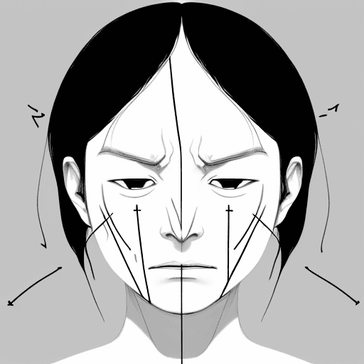 AI generated: an image that focuses on a person's face from the front, using a minimalist and abstract style to re...