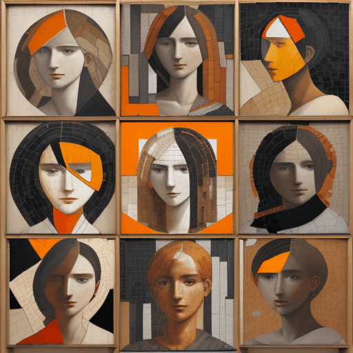AI generated: collage on the cover of a book, in the style of large-scale paintings, 20th century art, fragmented,...