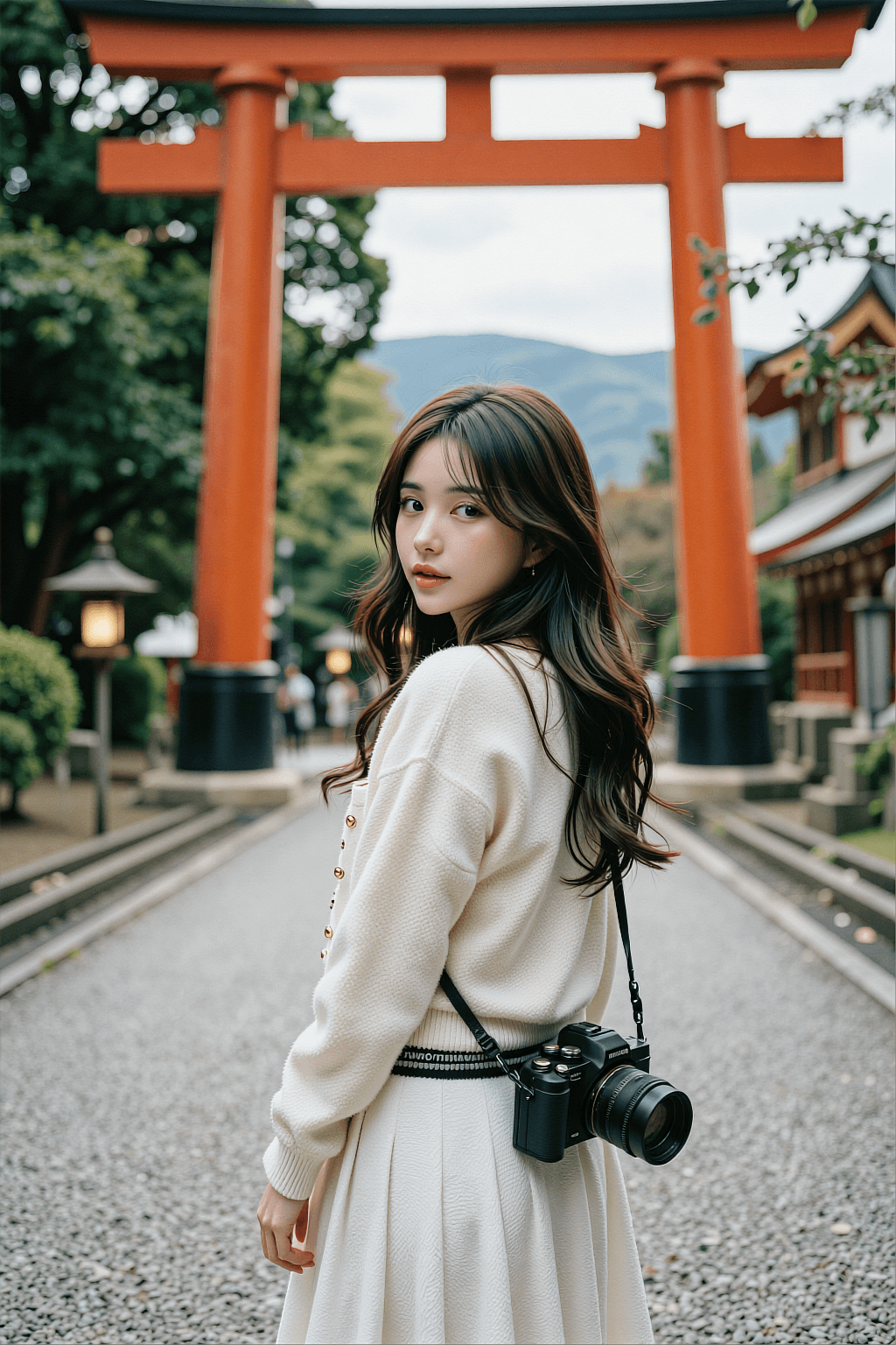 AI generated: A highly detailed, photorealistic, cinematic vertical medium shot of a beautiful young East Asian wo...