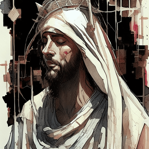 AI generated: a masterpiece, Jesus was born in a stable wearing ancient Jewish  costume, coy and alluring, full bo...