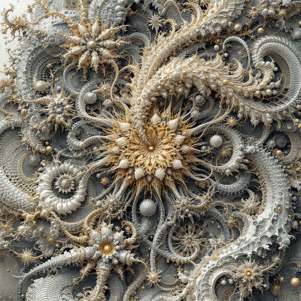 AI generated: fractal automaton by android jones, earnst haeckel, james jean. behance contest winner, generative a...
