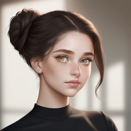 AI generated: A detailed portrait of a young woman exuding elegance and natural grace. She has a voluminous updo h...