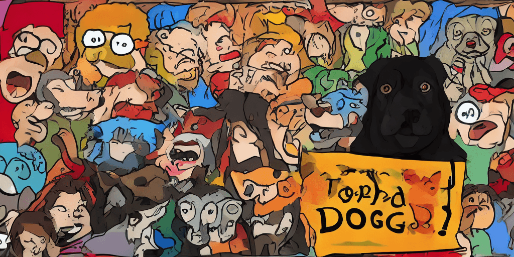 AI generated: Banner for English language blog, the blog is about the idiom "top dog"