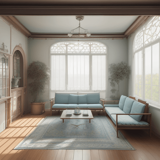 AI generated: High resolution photography interior design, dreamy sunken living room conversation pit, wooden floo...