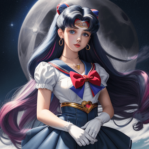 AI generated: Masterpiece, best quality, (1 girl), super sailor moon, denim shot, night sky, moonlight, evening, w...