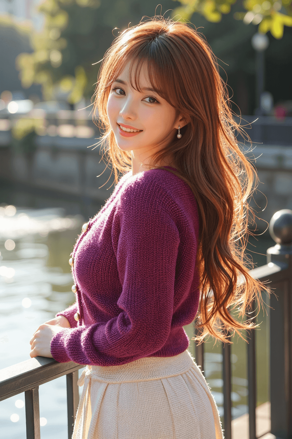 AI generated: A highly detailed, photorealistic, cinematic medium shot of a beautiful young East Asian woman posin...