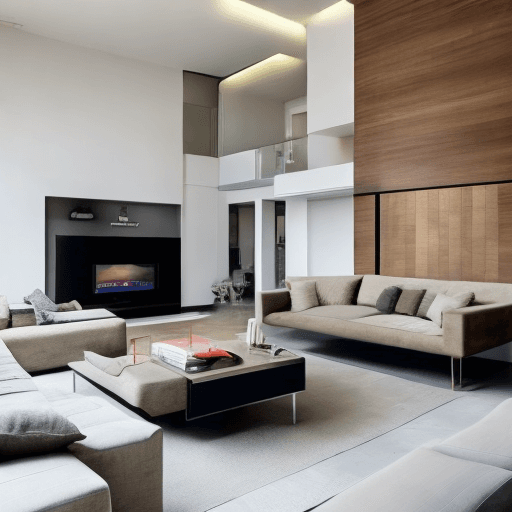 AI generated: a modern living room with space for a sofa