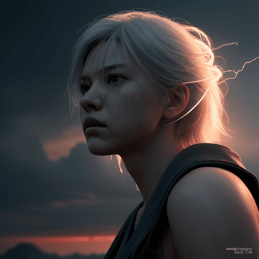 AI generated: Zenitsu using thunder breathing, dramatic light, pale sunrise, cinematic lighting, battered, low ang...