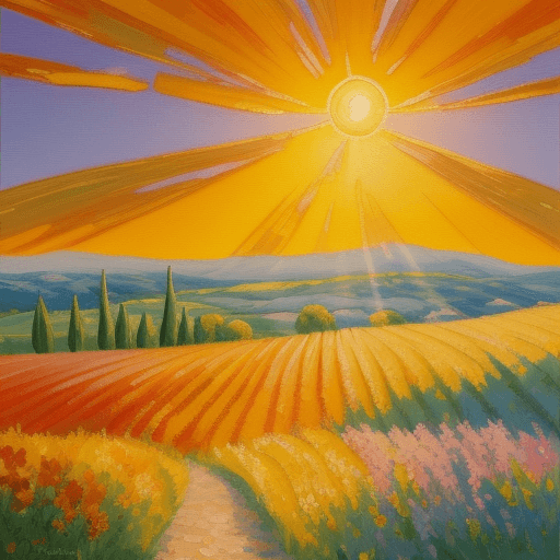 AI generated: impressionist painting on canvas of Provence, in the style of impressionist masters, warm colors, de...