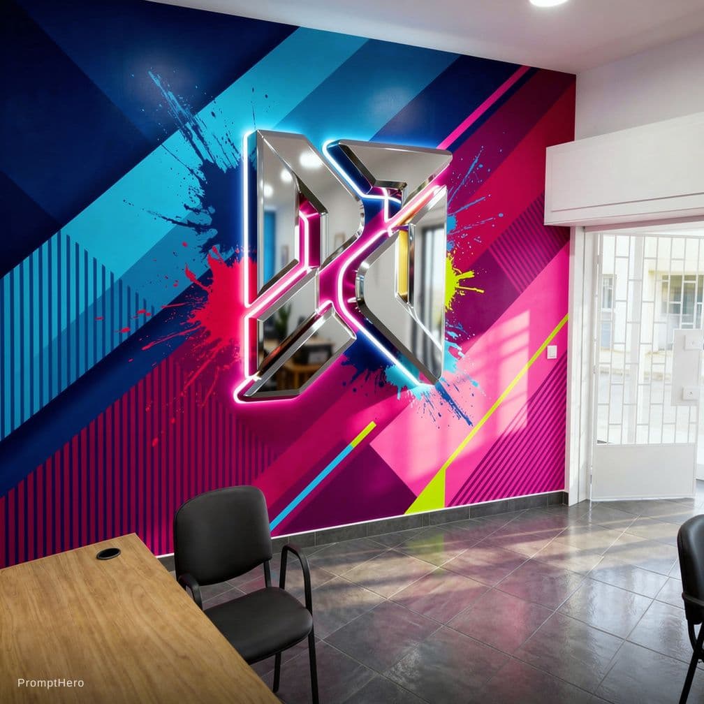 AI generated: "Hyper-realistic 8K mural design for a modern advertising agency wall, focus strictly on the mural o...