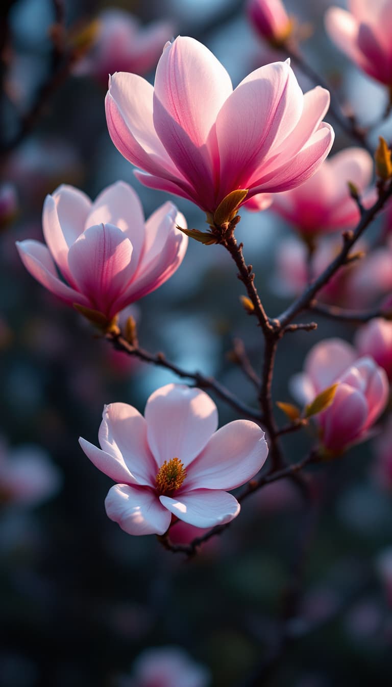 AI generated: beautiful magnolia's, cinematic lighting 