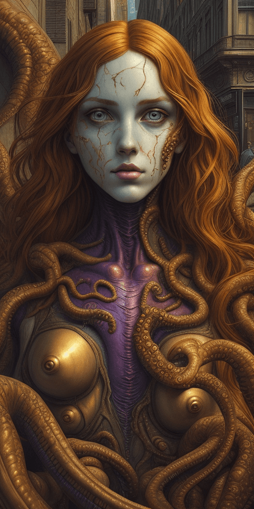 AI generated: Comic Book Vibrancy, Forced Perspectives, Street art, (Pre-Raphaelite Beauty)+, Golden Ratio, Natura...