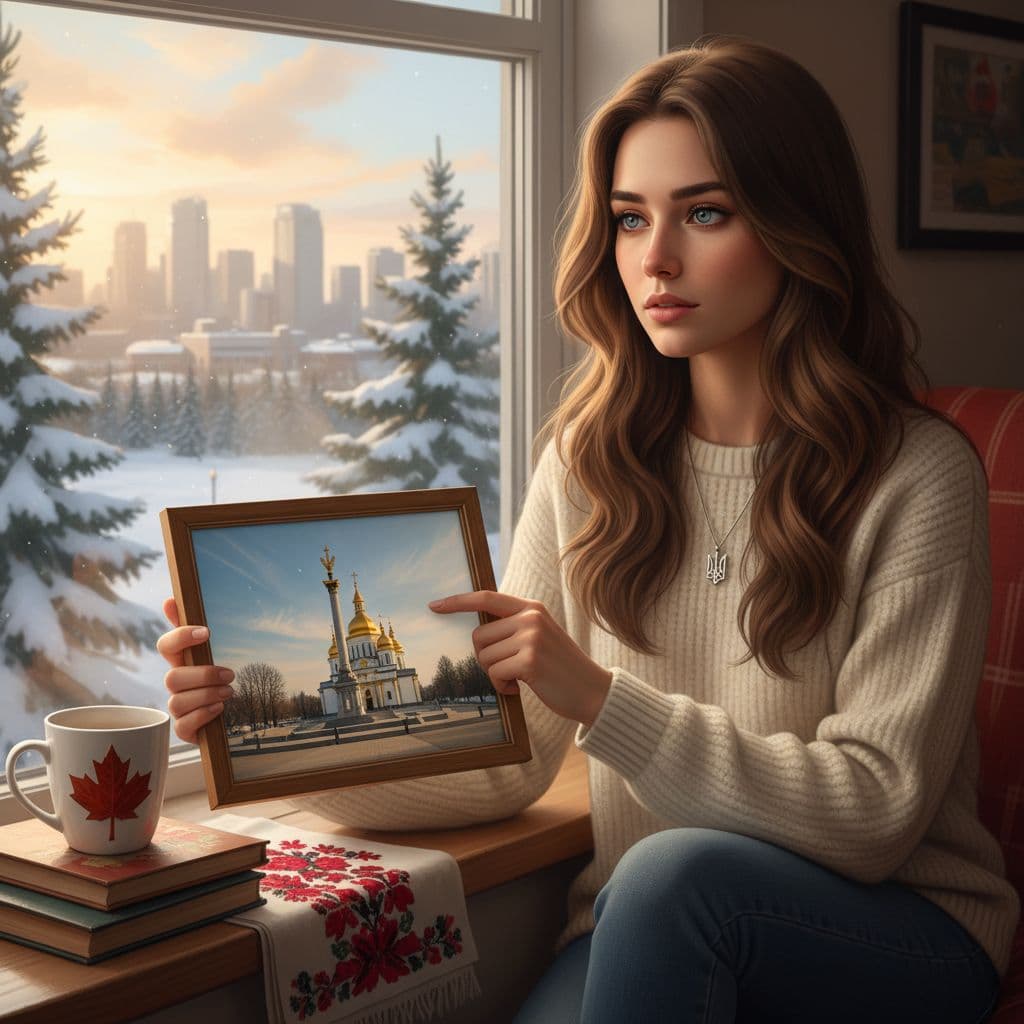 AI generated: make a girl from Kyiv who live in Canada now but really miss her home