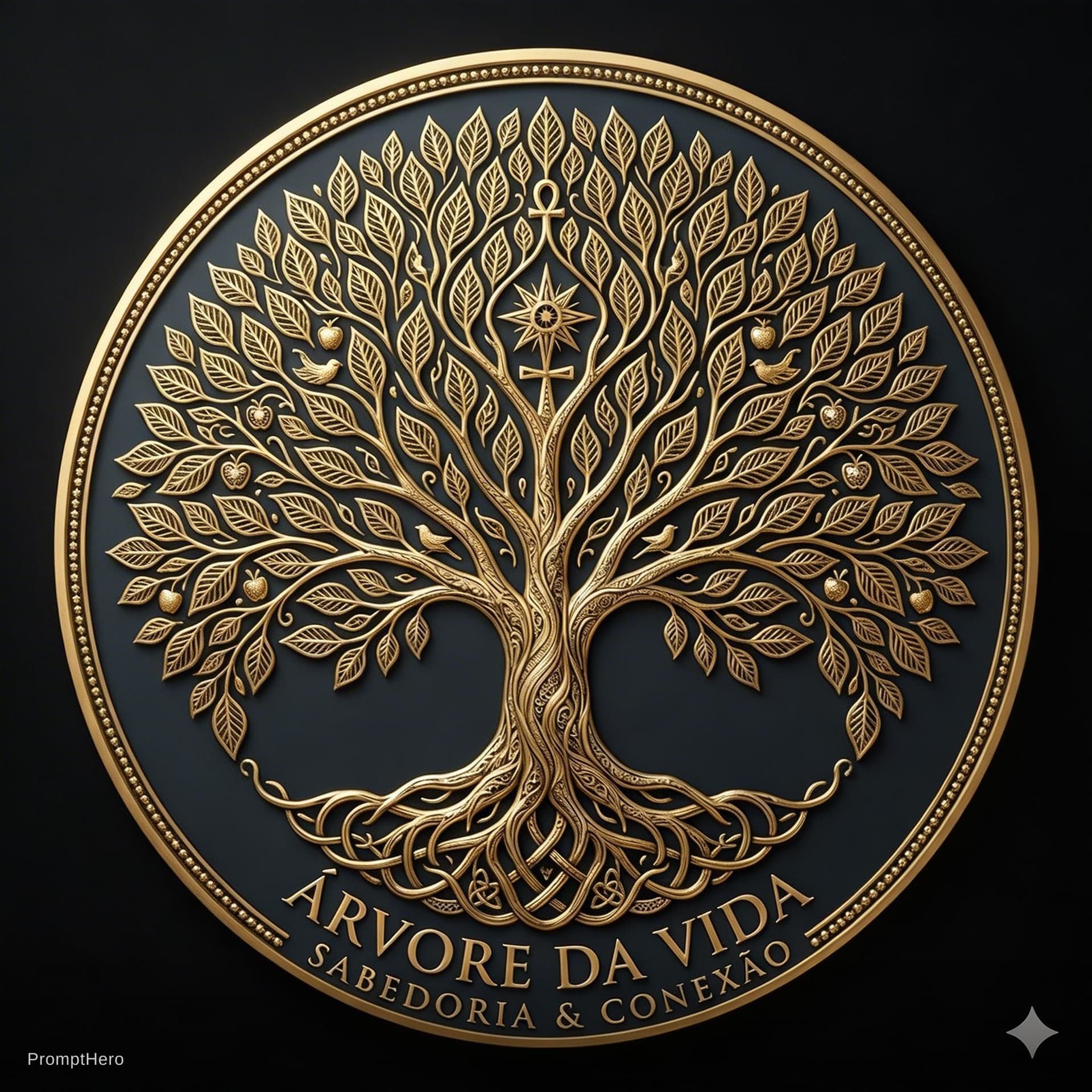 AI generated: gere uma logo no padrão 1:1 em alta resolução, rica em detalhes da arvore da vida, como a imagem de ...