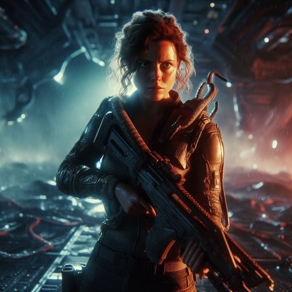 AI generated:  epic cinematic 8k wallpaper of Ellen Ripley, octane render, 8K 