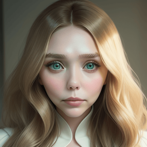 AI generated: Create a portrait of a woman Elizabeth Olsen has a classic, elegant beauty with a modern twist. She ...