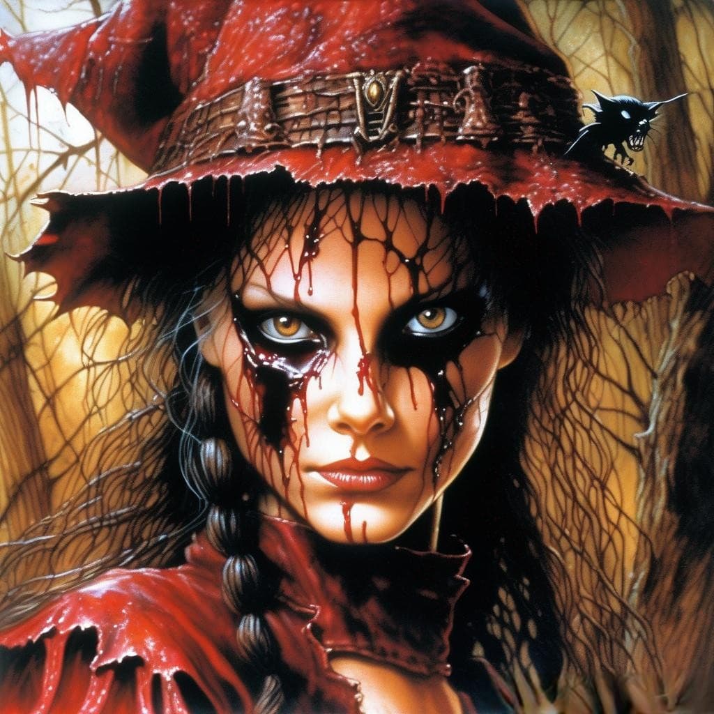 AI generated: A portrait poster of a female witch, witchcraft, soft lighting glow, dream like, tears of blood, in ...