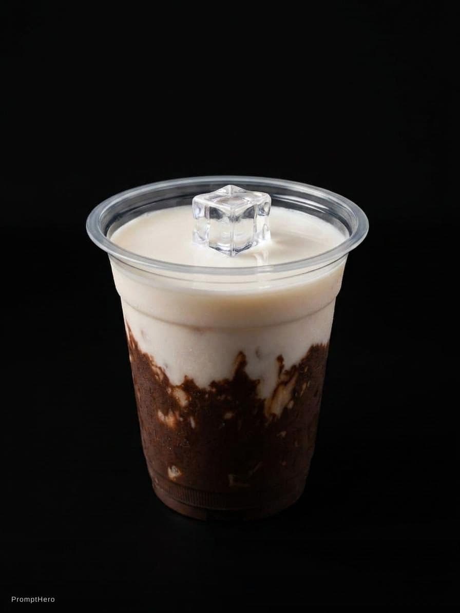 AI generated: realistic photo of milkshake, with no backgorund, and don't change anything in the photo, no lid and...