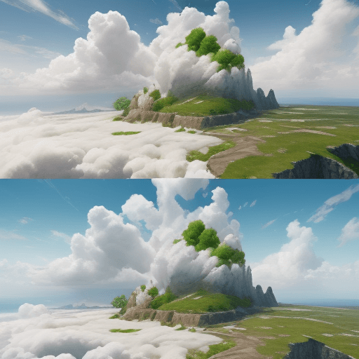 AI generated: saffron and white and green clouds in sequence from left to right, unreal engine, super realistic, 
