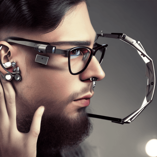 AI generated: man futuristic,with glasses, piercings, cyberpunk