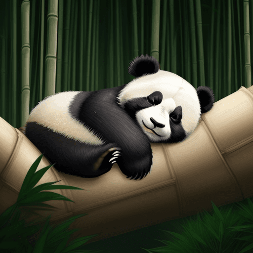 AI generated: A panda sleeping in a wild bamboo forest
